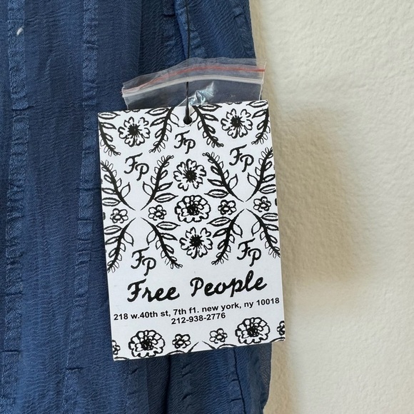 Free People Elisas Off the Shoulder Gold Sequin Blue Top XS SAMPLE - Picture 12 of 15